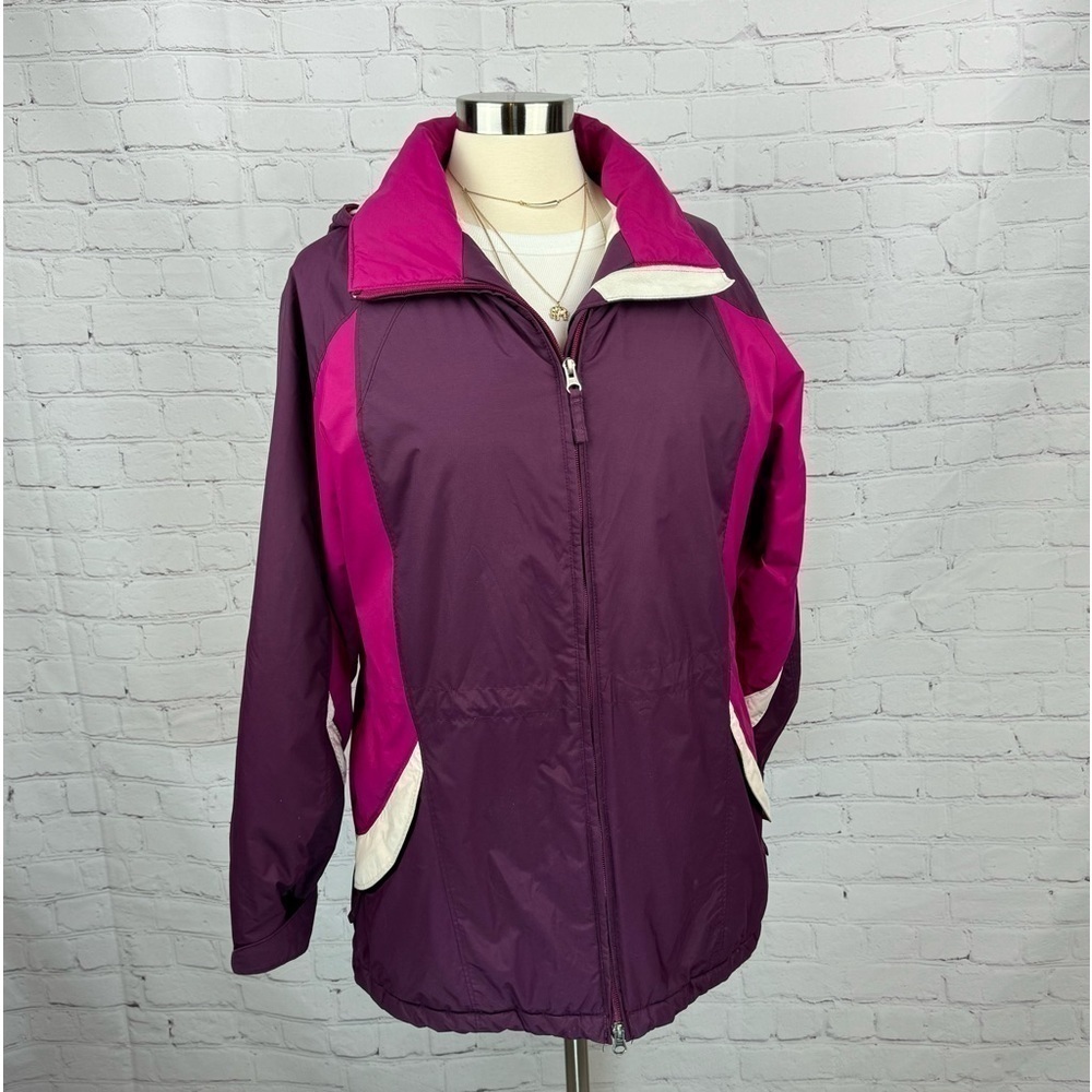 Columbia Medium Women’s Jacket Hooded Waterproof Burgundy Pink White